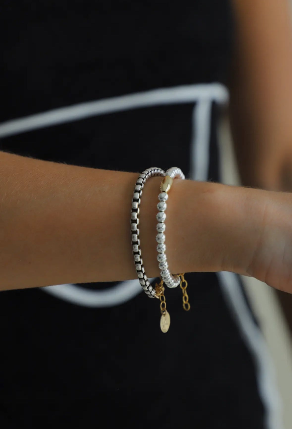 Nova Antique Silver Round Box Bracelet
