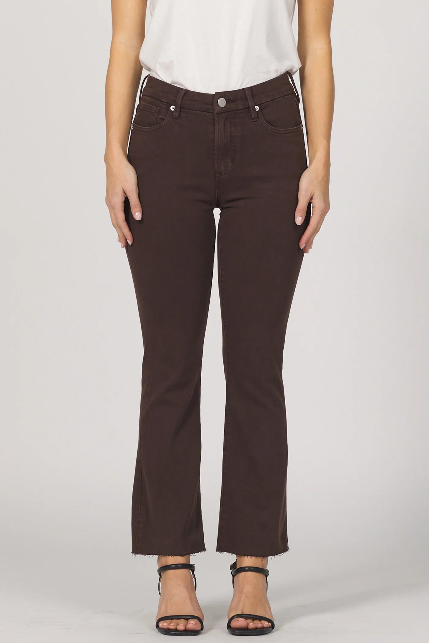 Jeanne Dark Oak Cropped Kick Flare