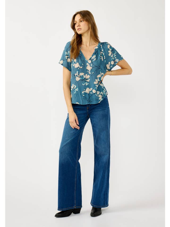 Floral Split Neck Blouse