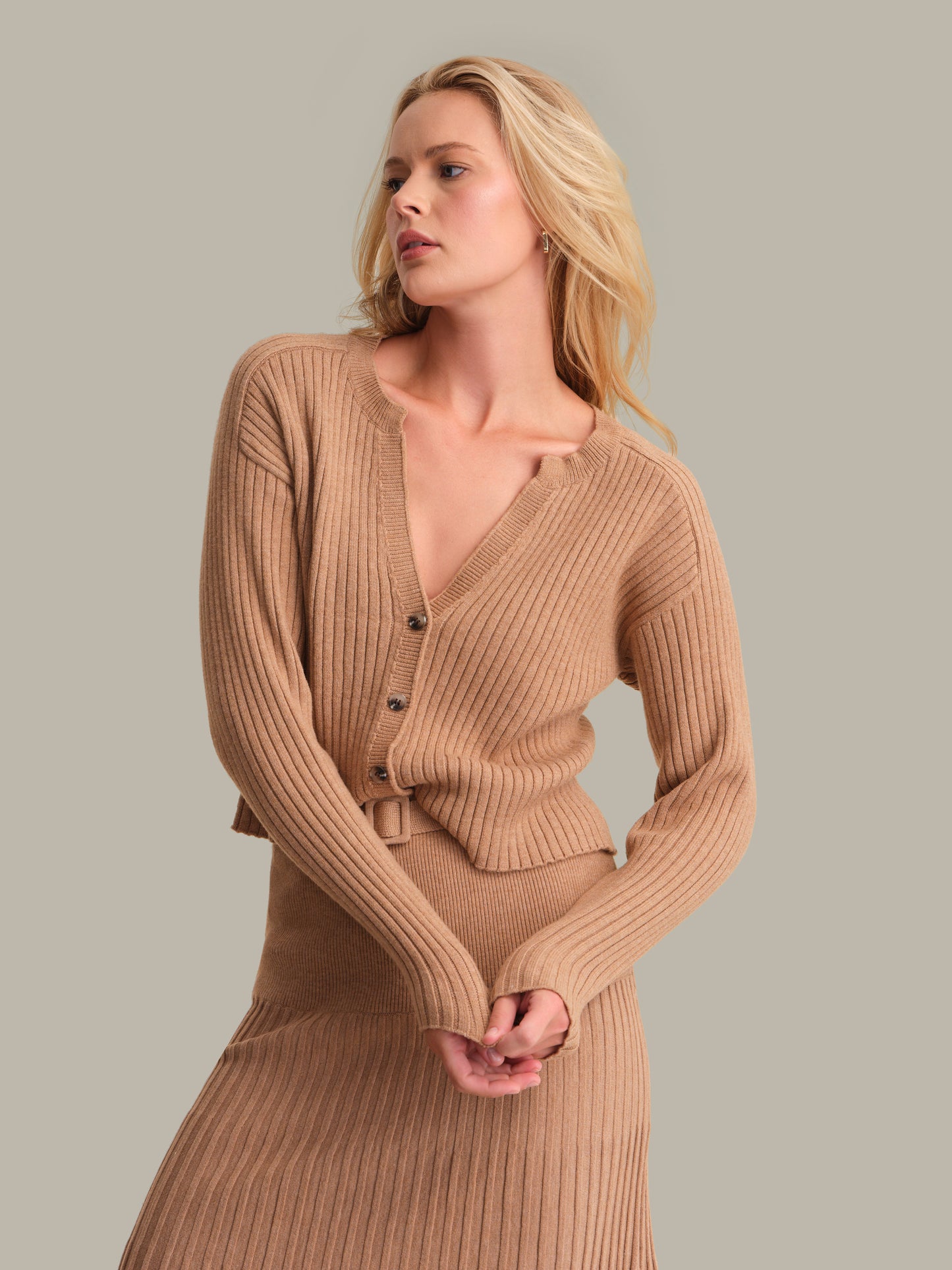 Luxe Cropped Ribbed Cardigan