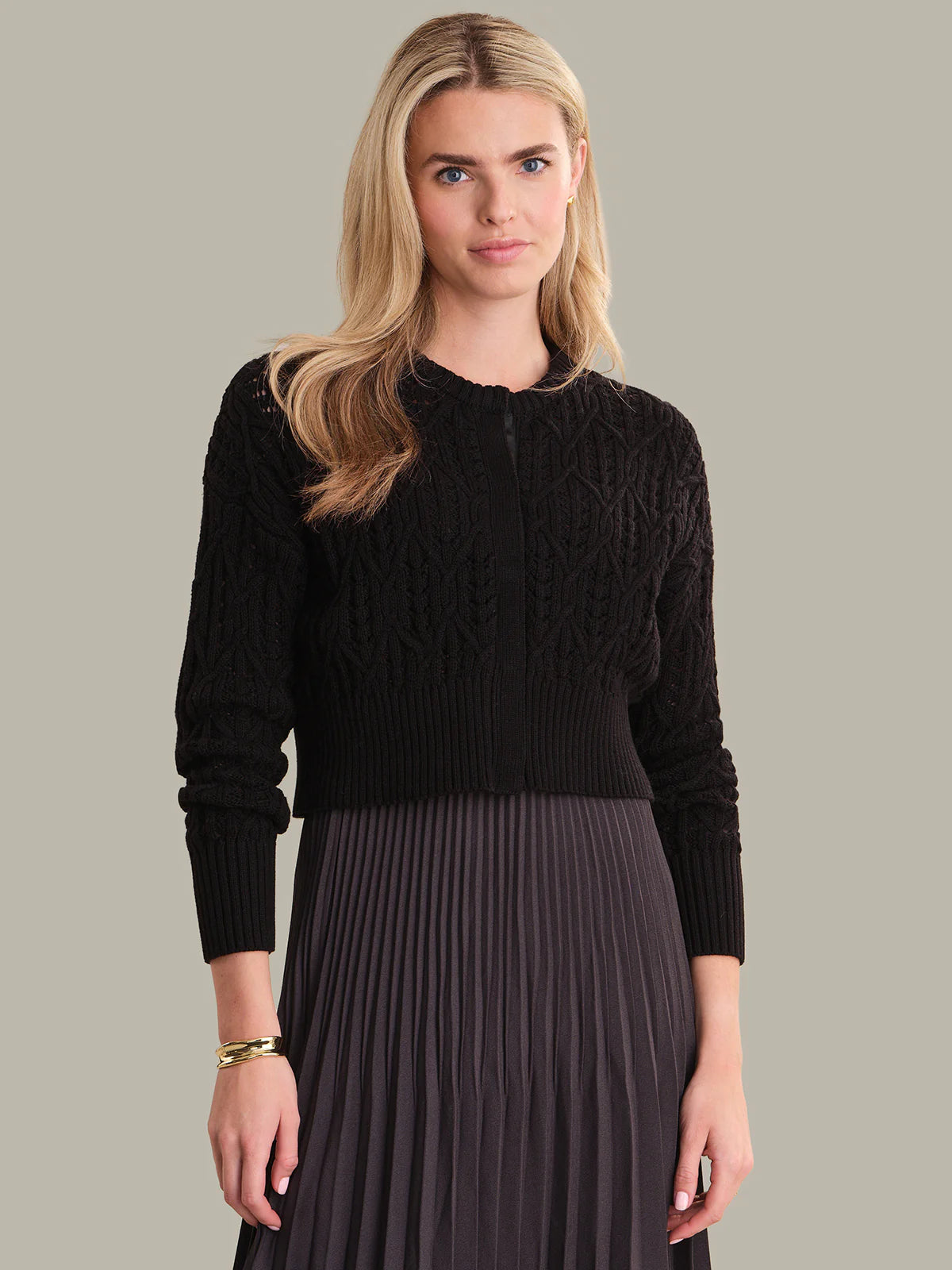 Cropped Cable Cardigan