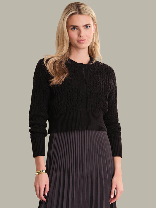 Cropped Cable Cardigan