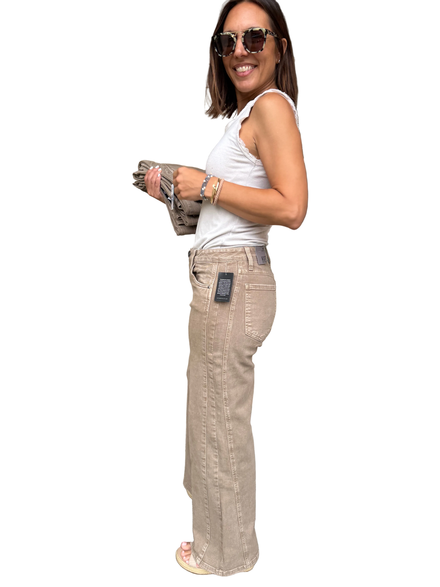 Meg High Rise Wide Leg - Milk Tea