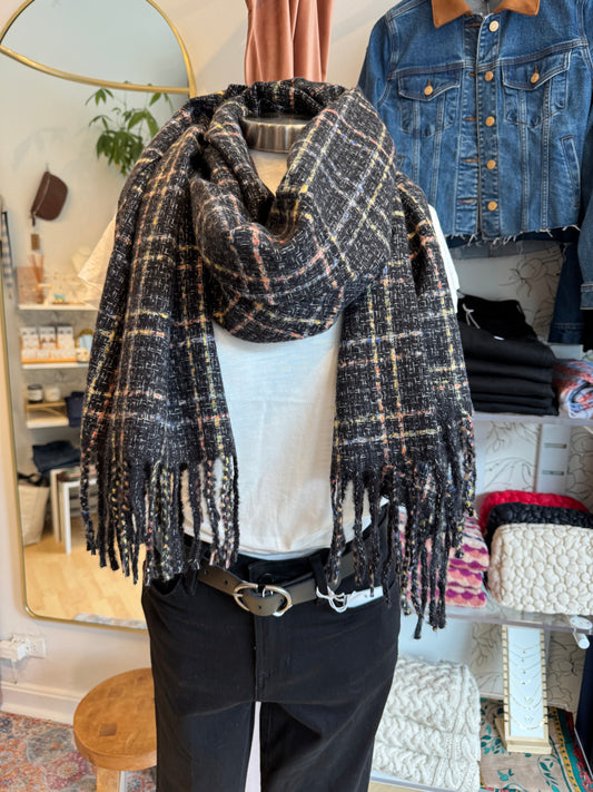 Black Plaid Scarf