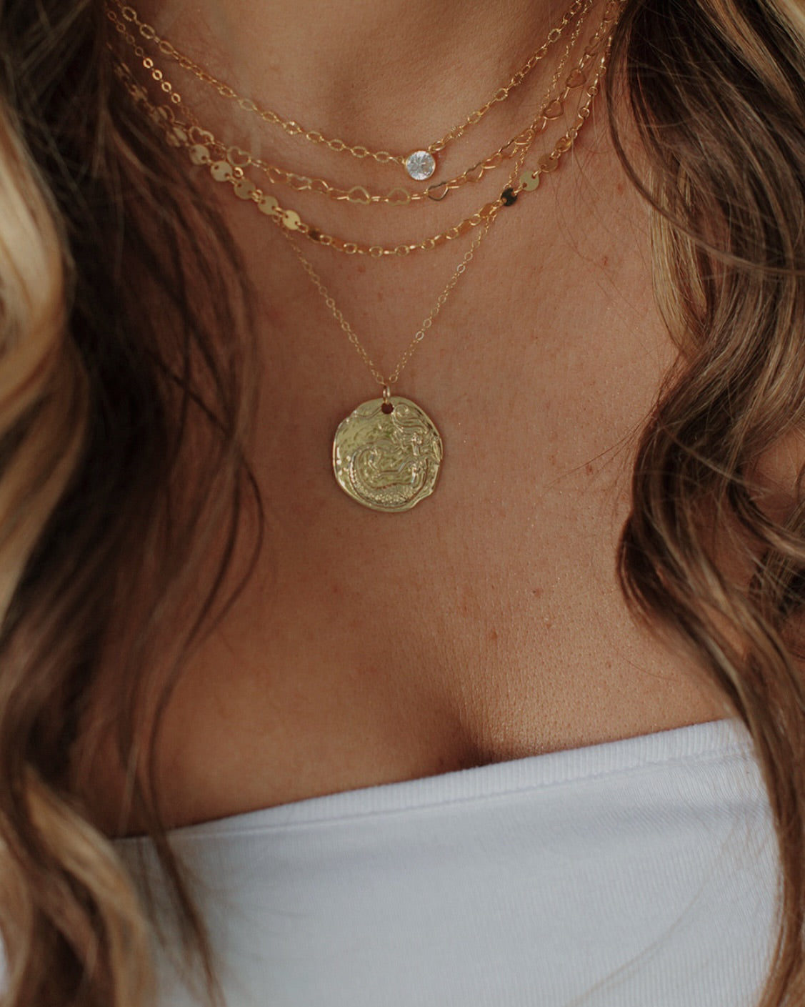 Solitaire Cz Gold Filled Necklace