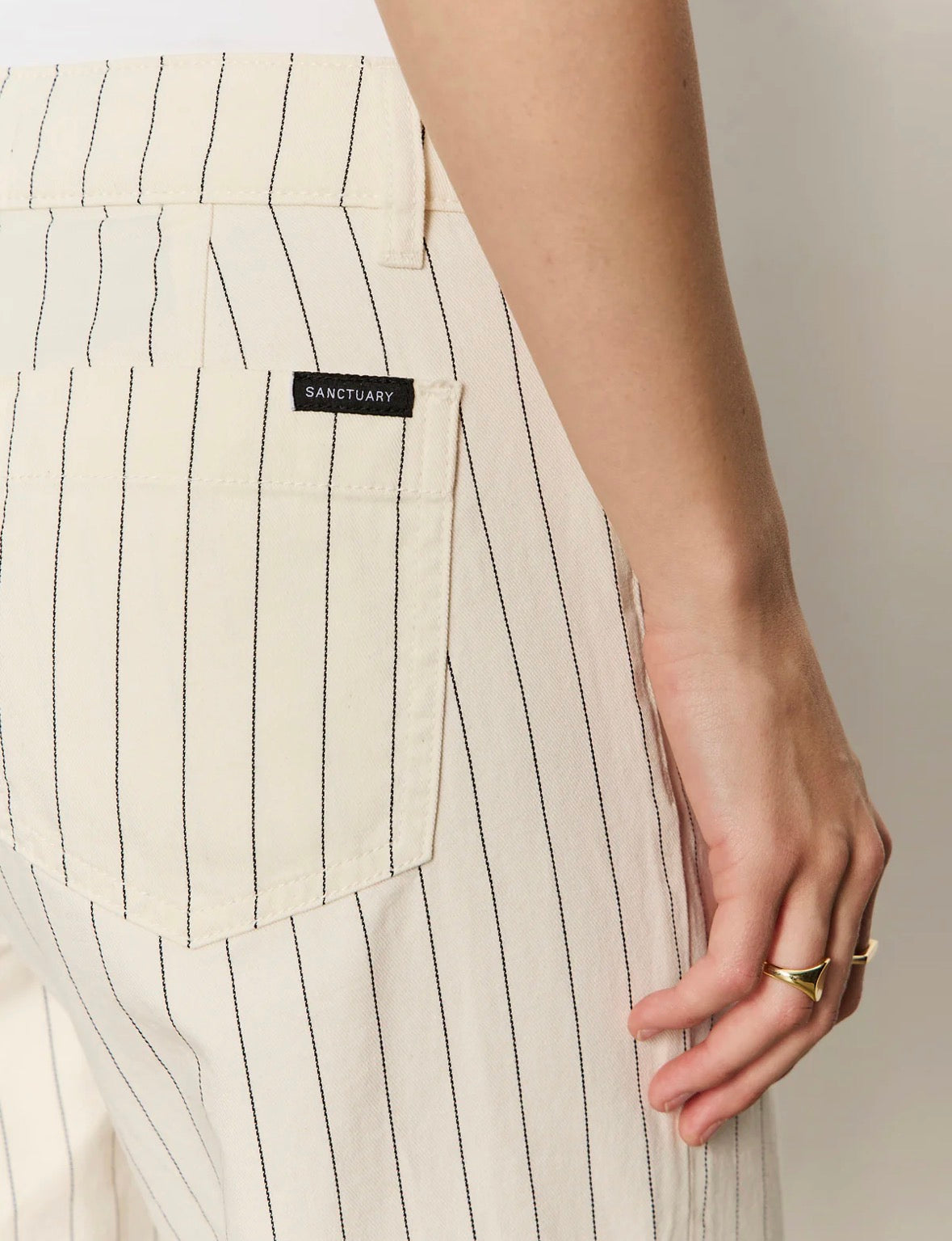 Marine Pant Bleached White Pin Stripe