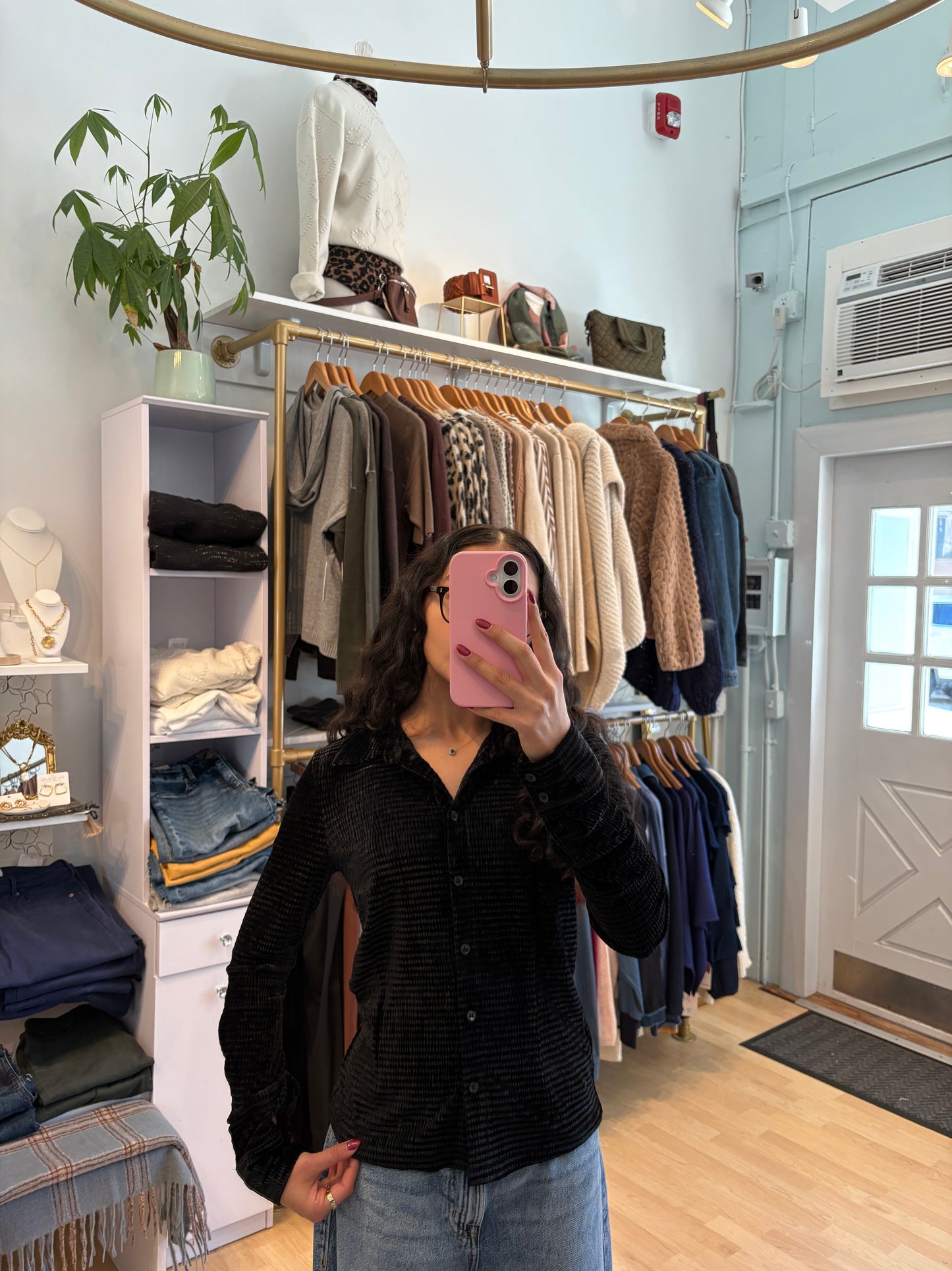 Fitted Velvet Button Down