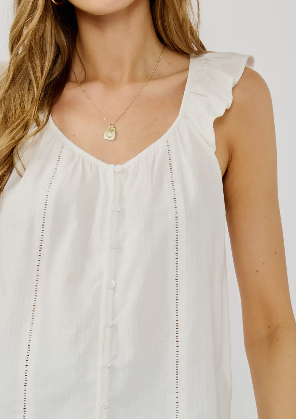 Ladder Lace Ruffle Sleeve Blouse