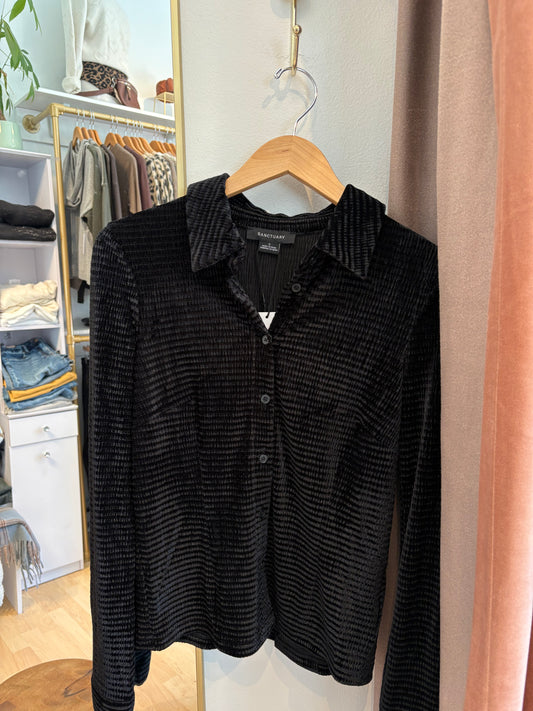 Fitted Velvet Button Down