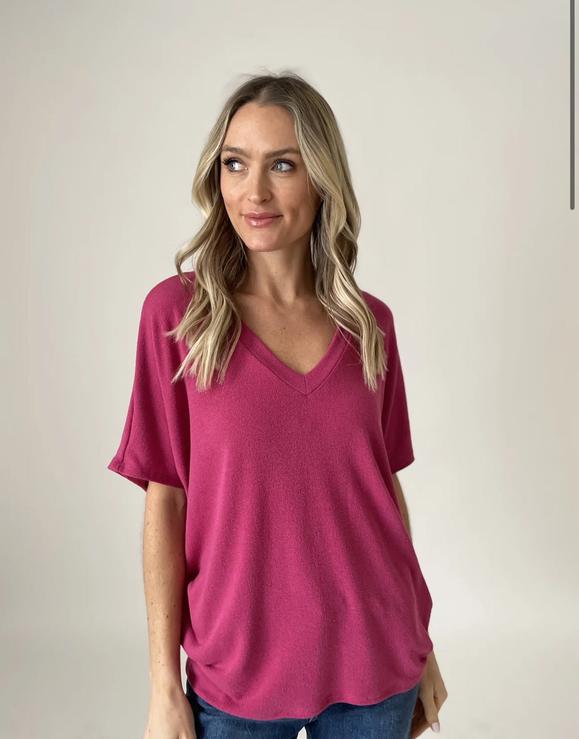 Rae Oversized Hacci Vneck Top