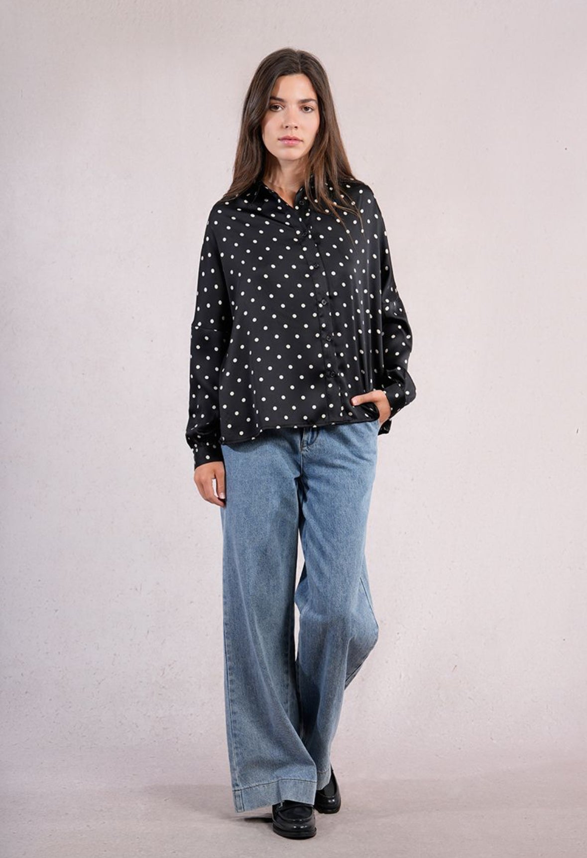 Polka Dot Button Down Blouse