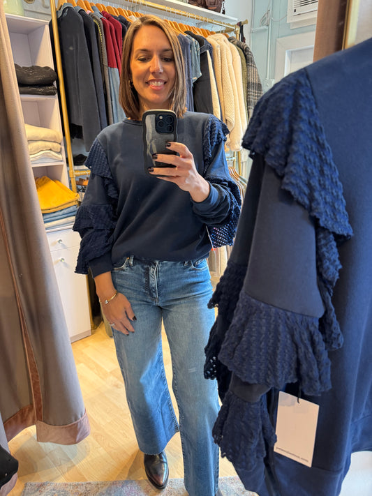 Ruffle Sleeve Sweatshirt