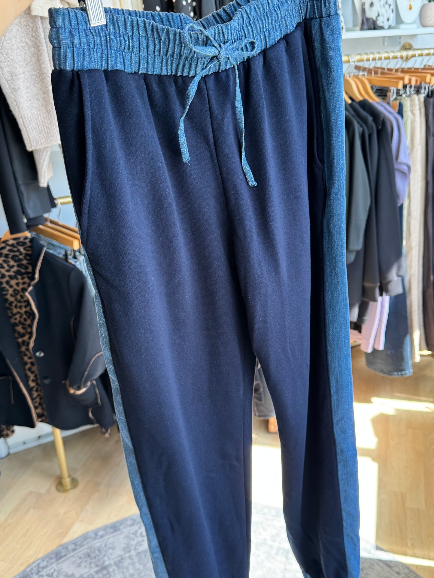 Red Haute Denim Stripe Joggers