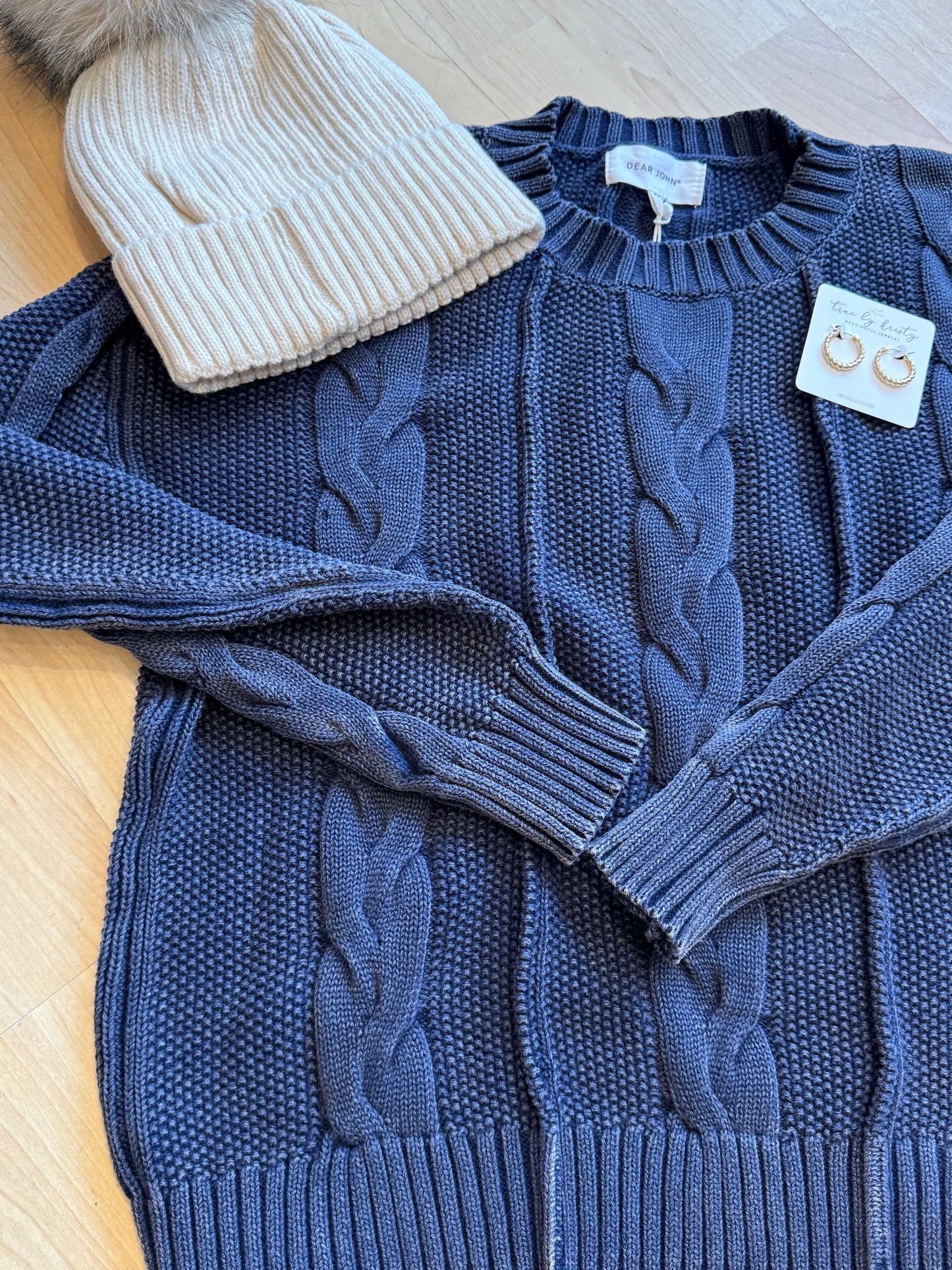 Dear John Yolani Easy Cable Knit Crew Neck Sweater