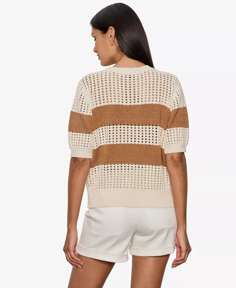 Open Work Short Sleeve Beach Sweater