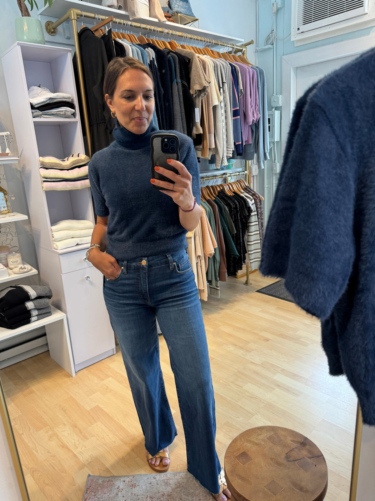 Faux Fur Ink Blue Fall Sweater