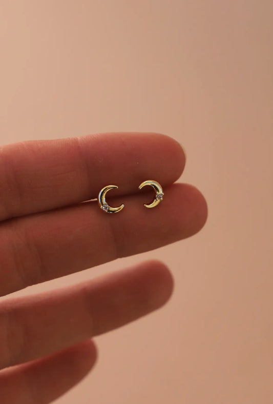 Crescent Moon Studs