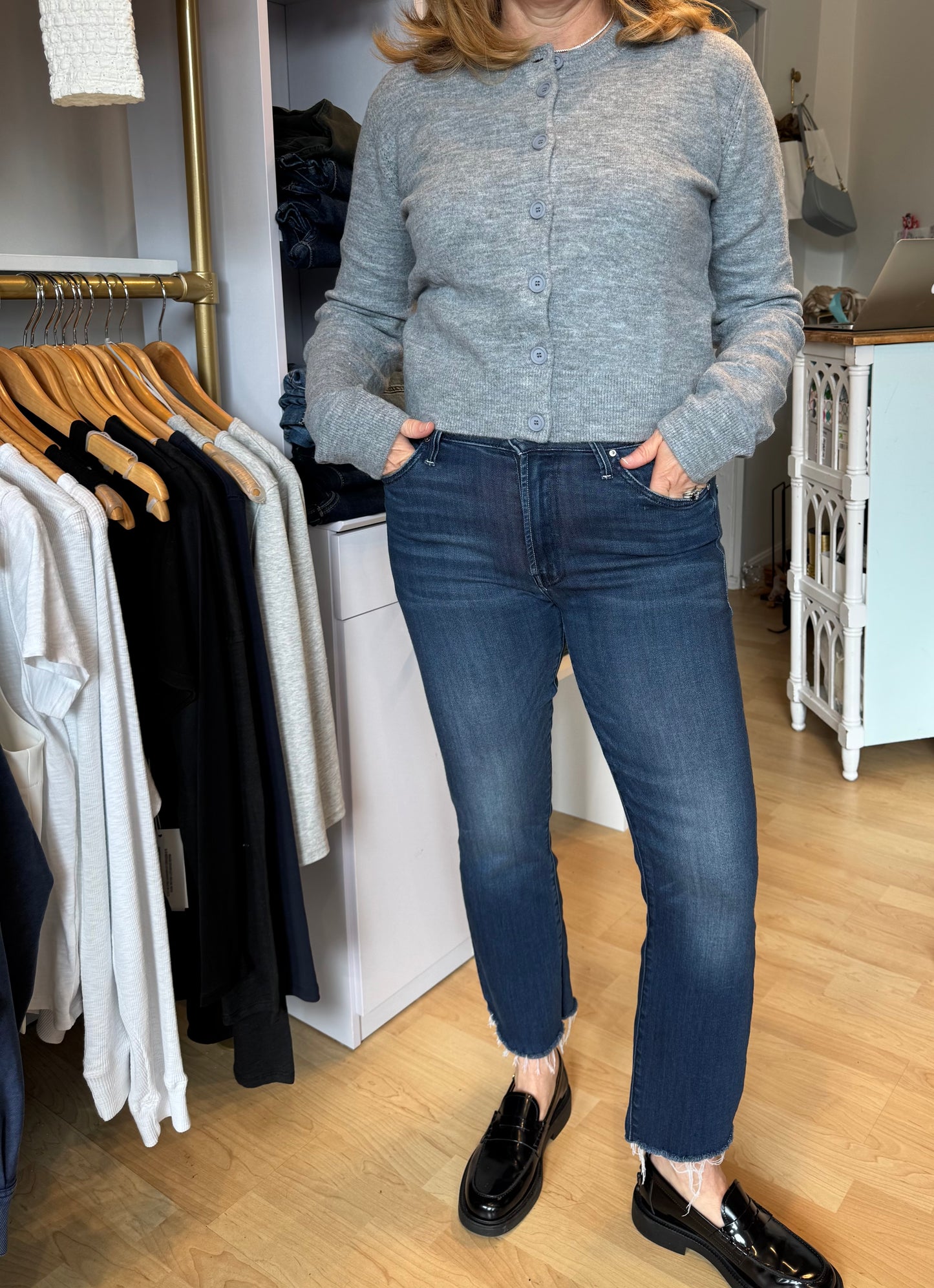 Heather Gray Classic Slim Cardigan by Bobi