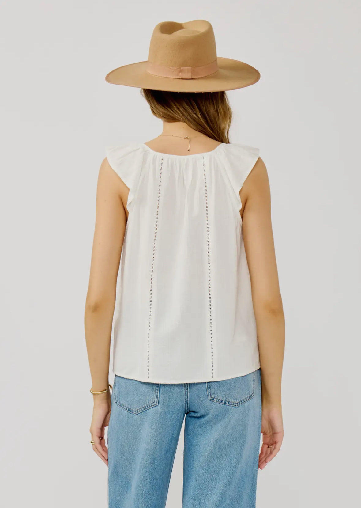 Ladder Lace Ruffle Sleeve Blouse