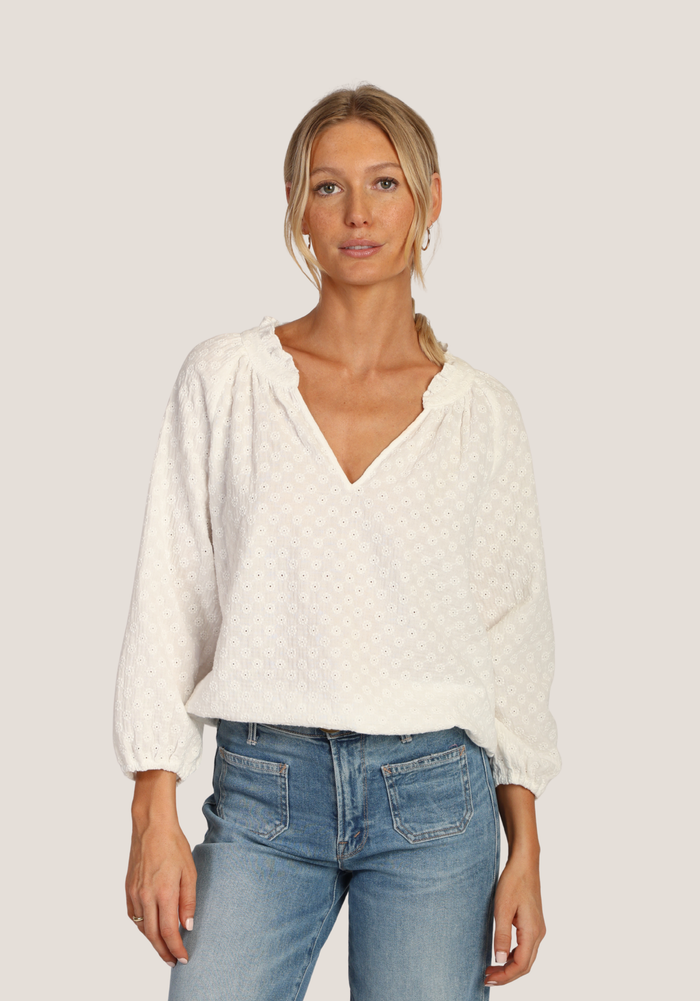 Marnie White Embroidered Boho Top Dylan