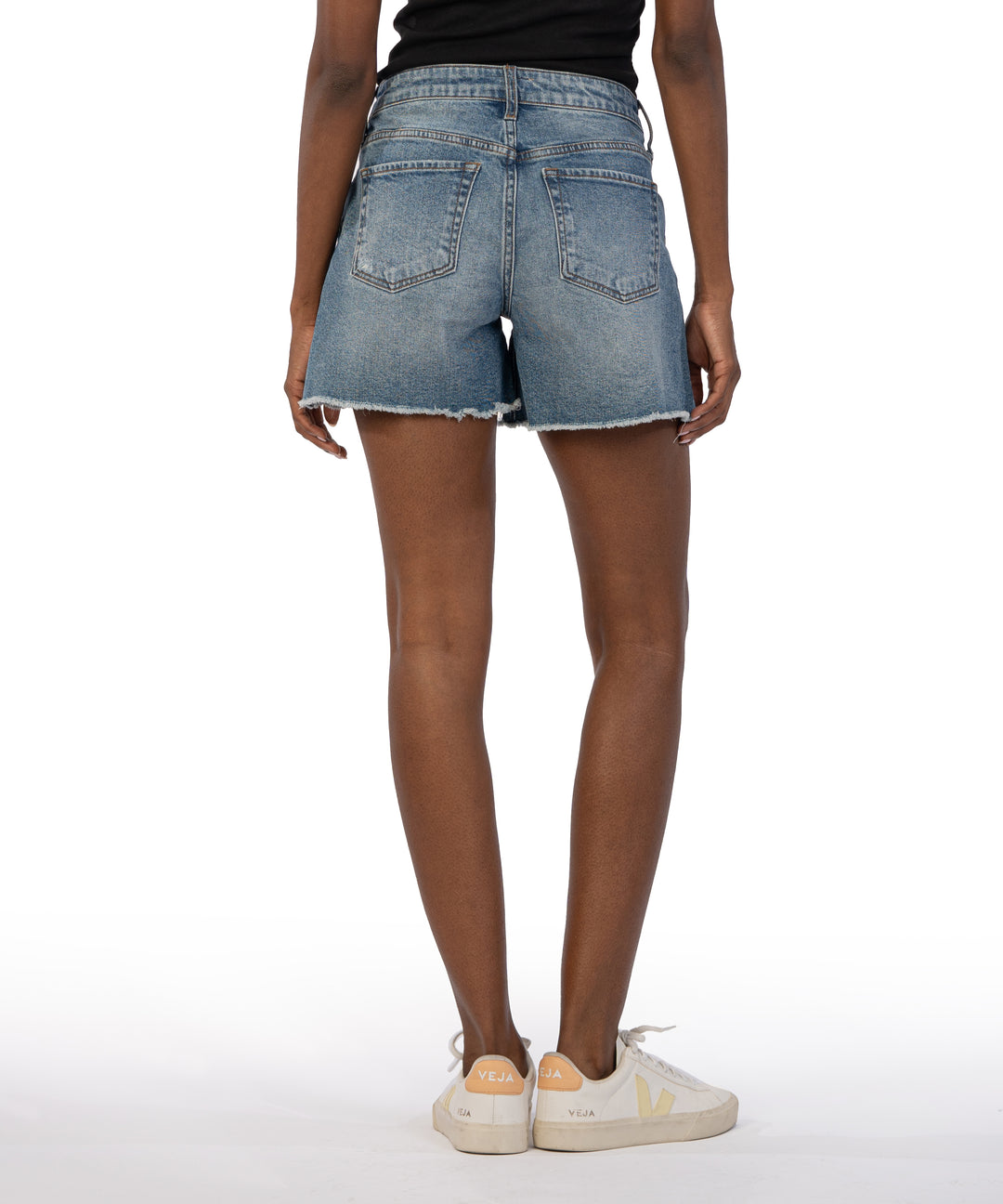 Jane High Rise Denim Short with Frayed Hem