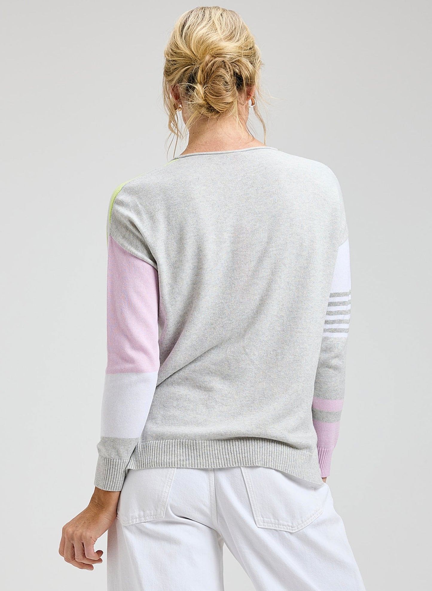 Contrast Stripe V-Neck Sweater by Zaket & Plover