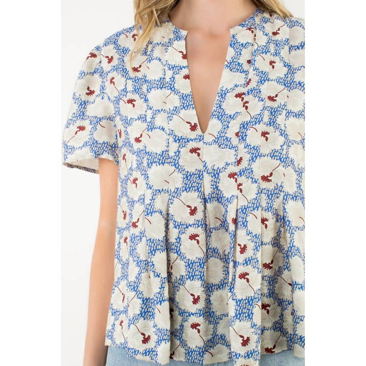 Pleated Floral Top