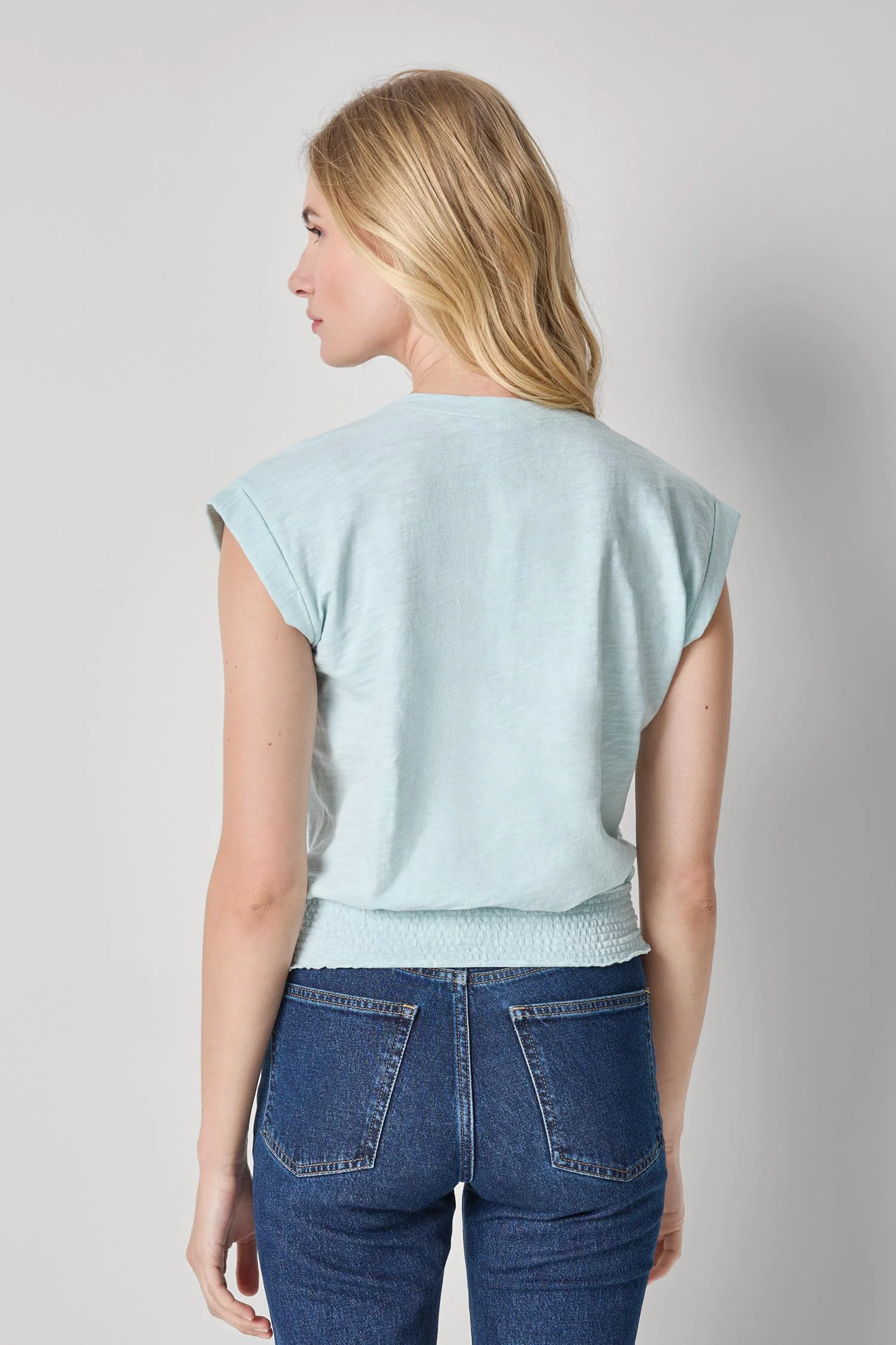 Lilla P Smocked Hem V-Neck