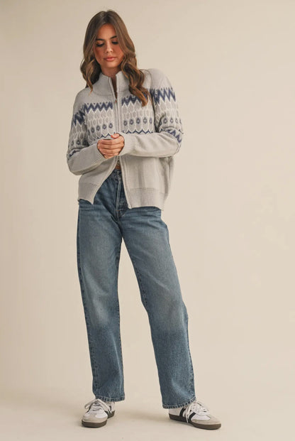 Fair Isle Double Zip Sweater Jacket