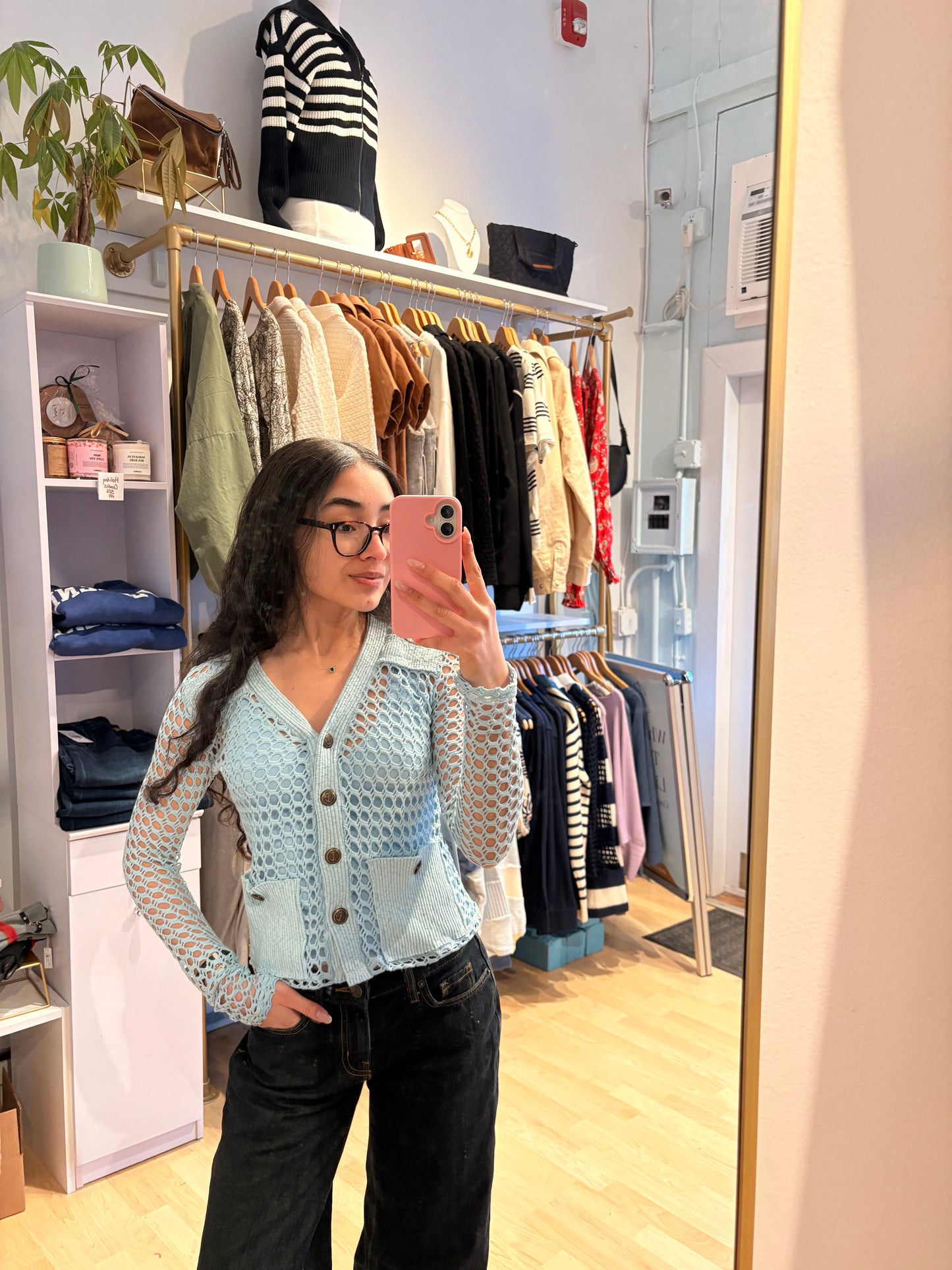 V-Neck Crochet Cardigan by Pete Collection