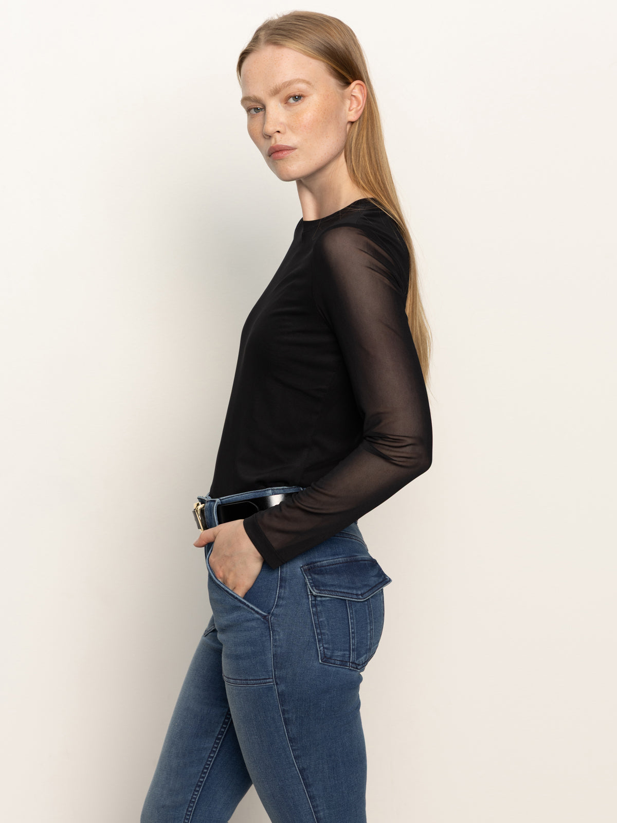 Long Sleeve Mesh Top