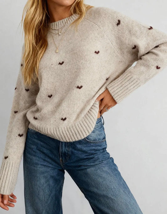 Cozy Hearts Crew Neck Sweater