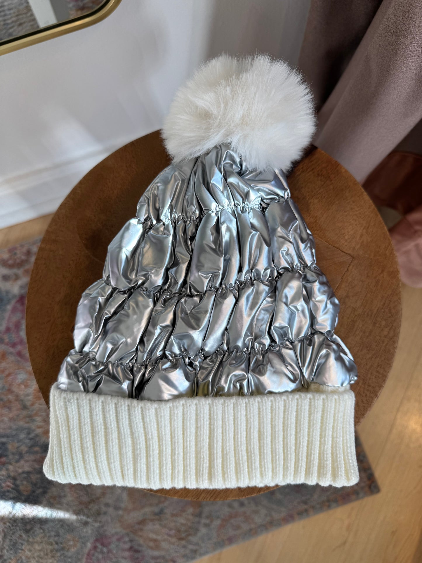 Shiny Quilted Hat and Mitten Set