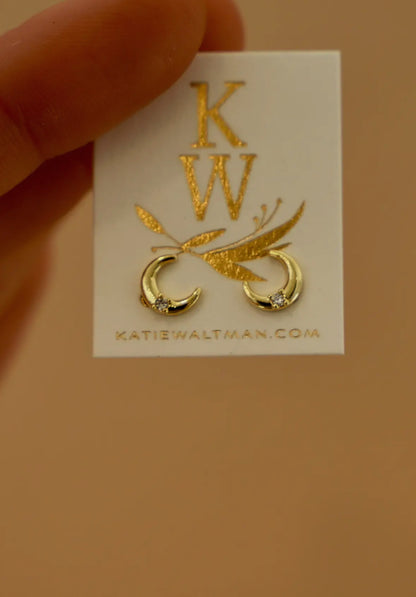 Crescent Moon Studs