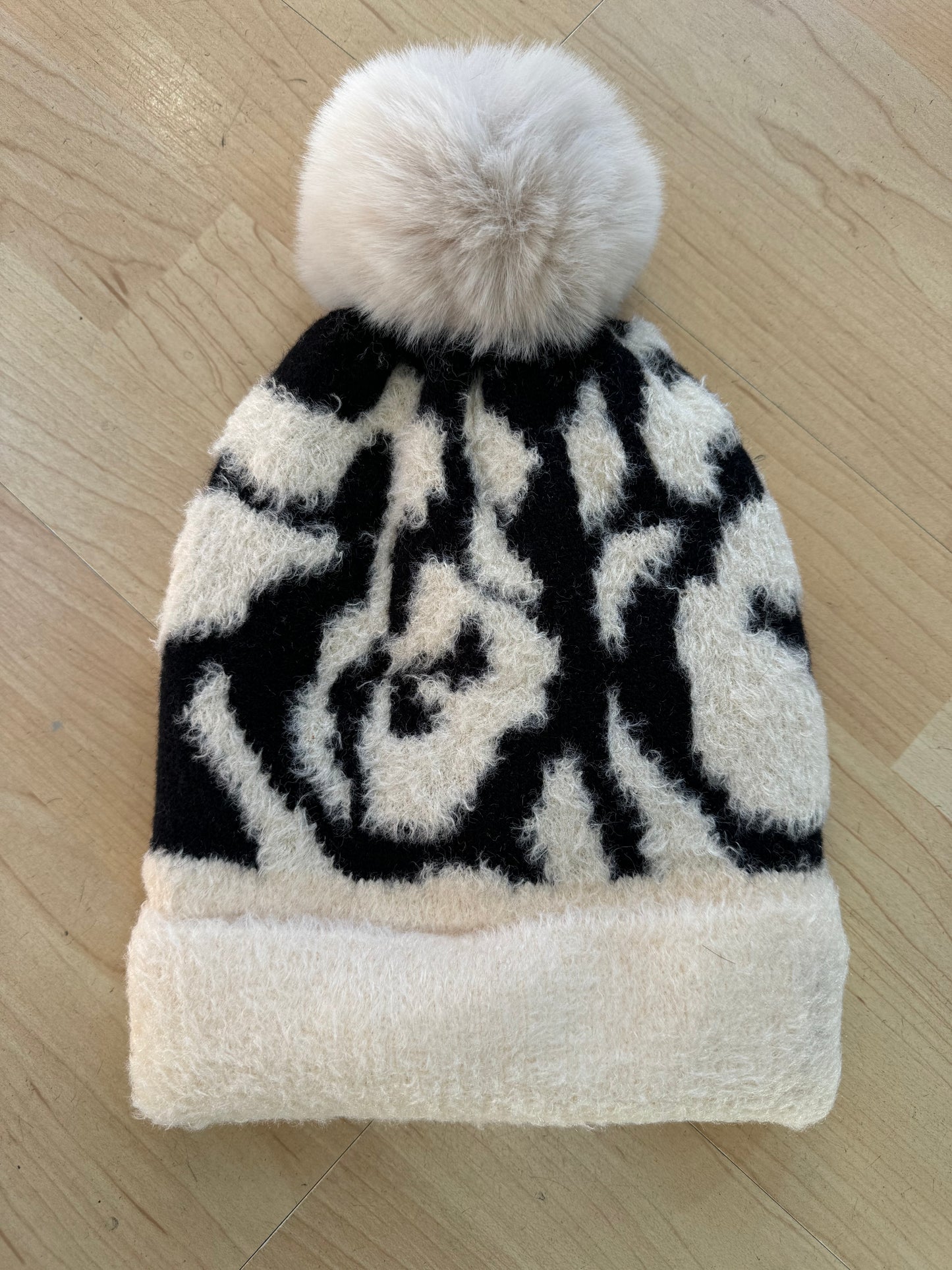 Animal Print Pom Beanie