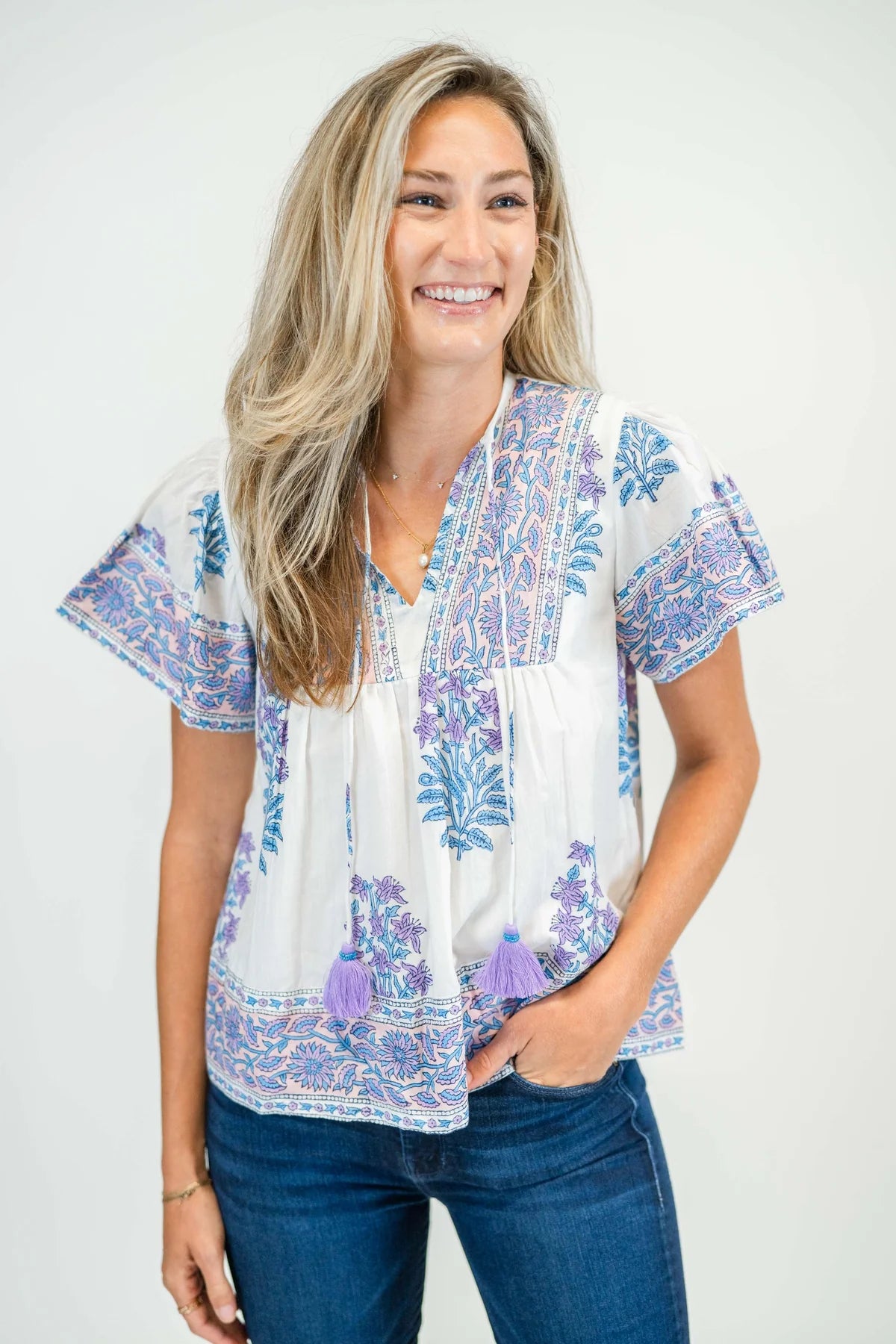 Catalina Boho Short Sleeve Blouse