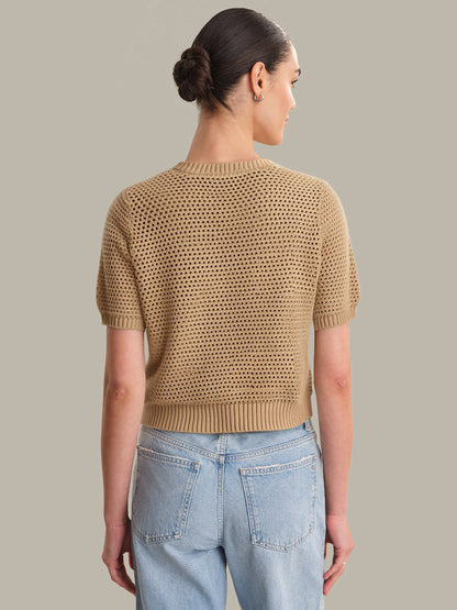 Celine Cotton Open Knit Cardigan