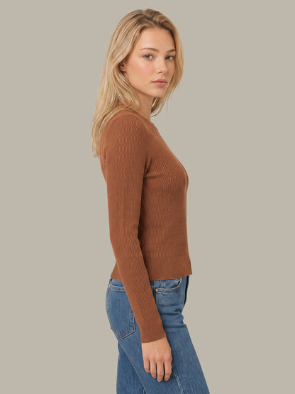 Novelty Ribbed Cropped Crewneck Sweater