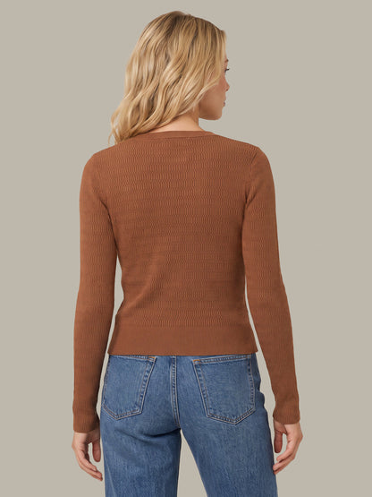 Novelty Ribbed Cropped Crewneck Sweater
