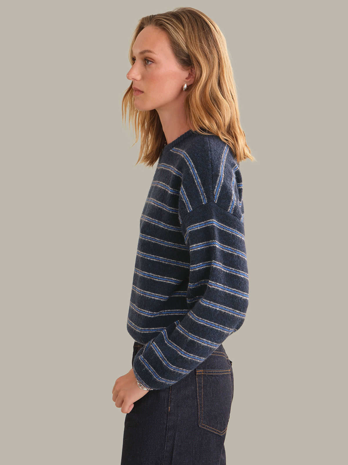 Kensington Cropped Blue Stripe Sweater