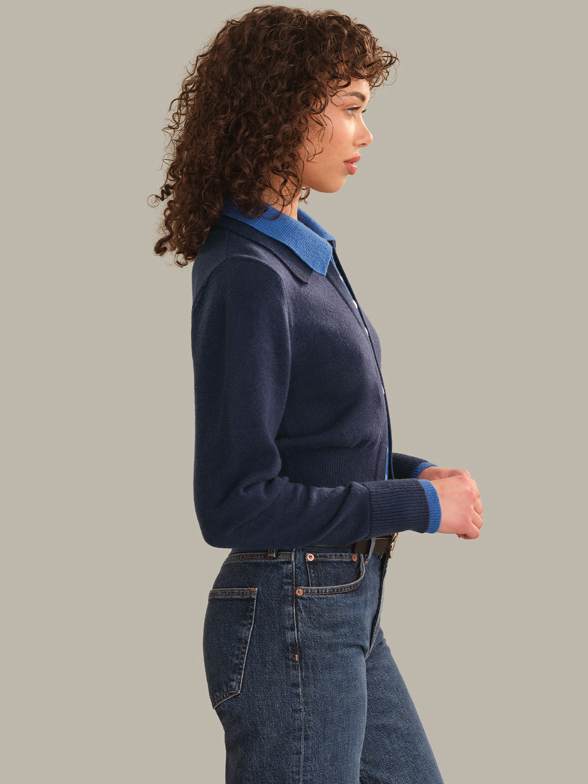 Priscilla Double Layer Polo Cardigan