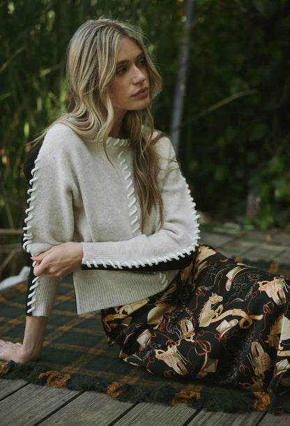Whipstitch Two Tone Sweater
