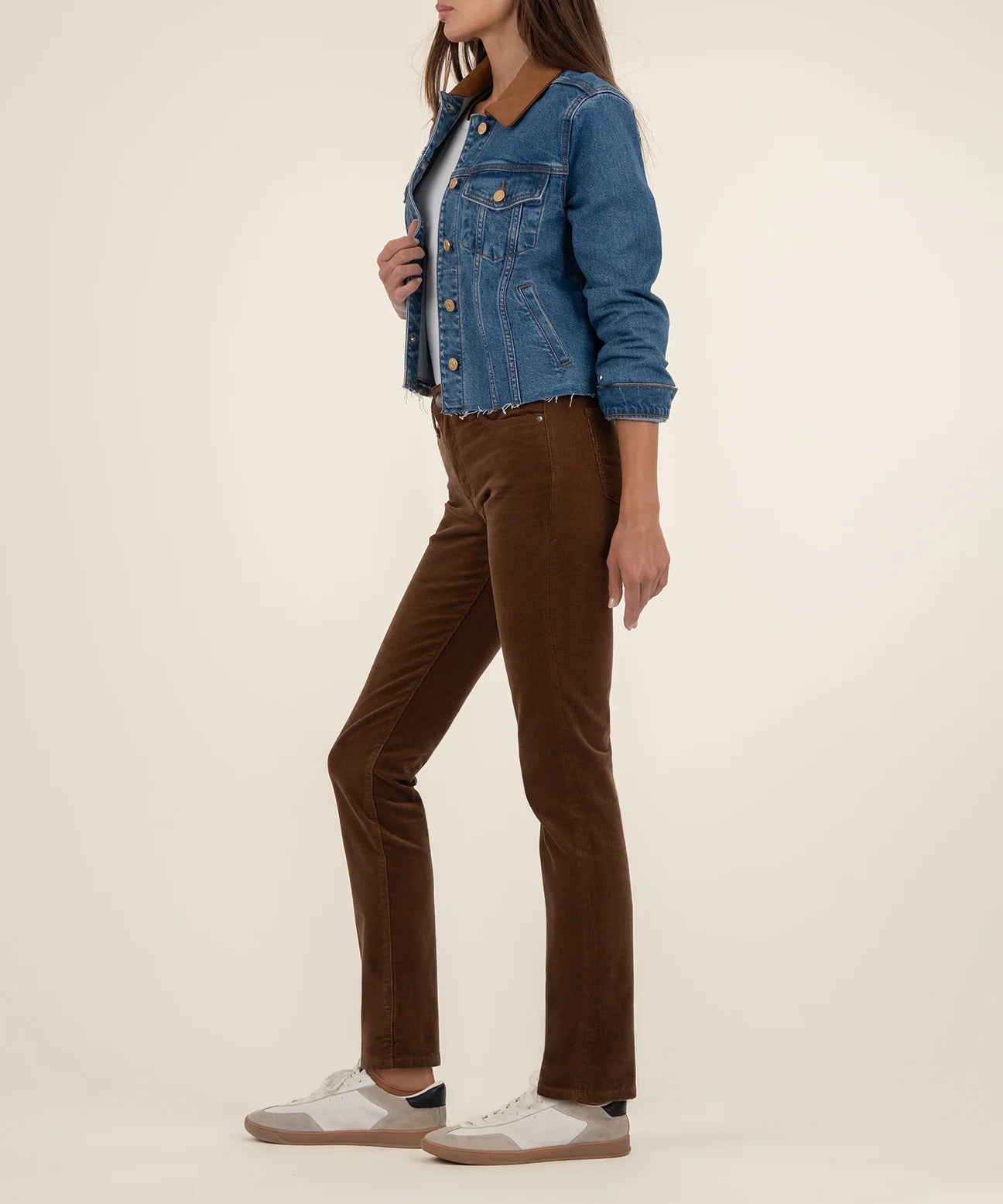 Kerry Cropped Suede Denim Jacket
