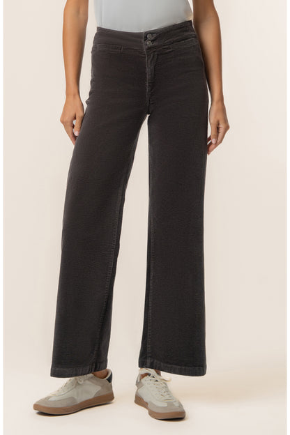 Meg High Rise Wide Leg Charcoal Corduroy