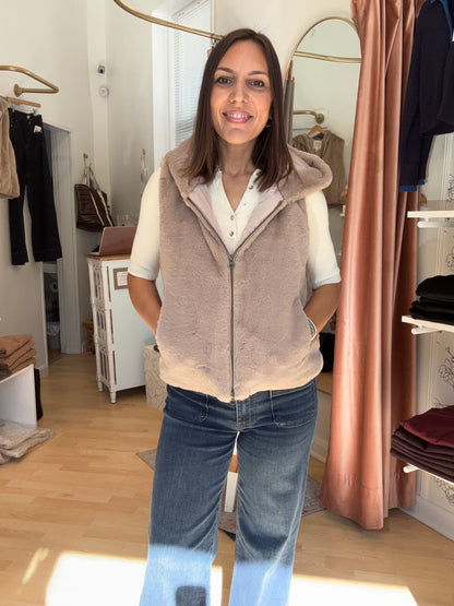 Sloane Beige Faux Fur Vest