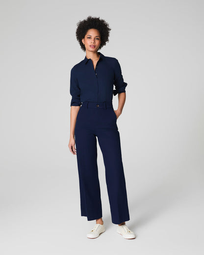 Stretch Twill Cropped Wide Leg Pant