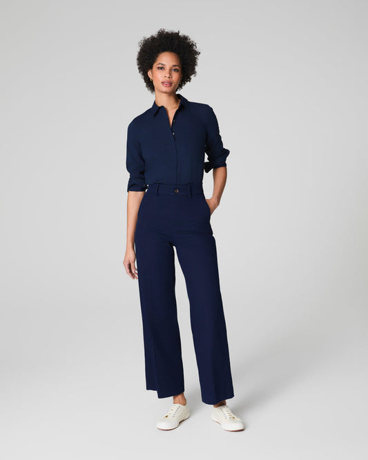 Stretch Twill Cropped Wide Leg Pant