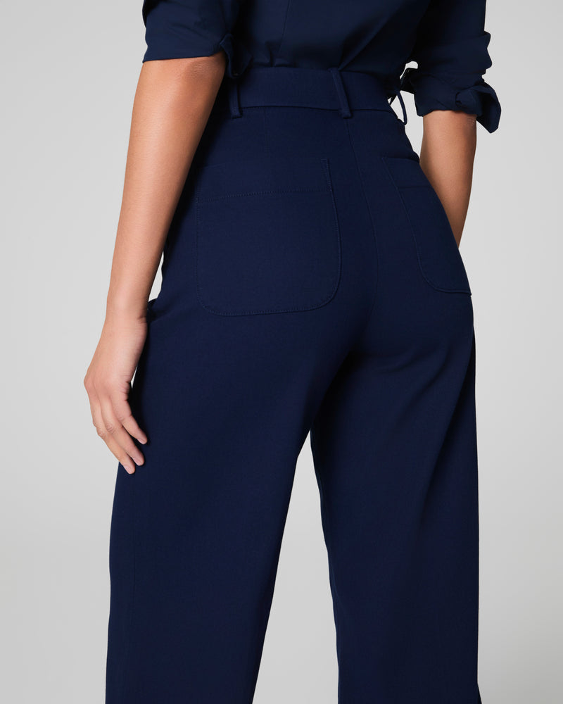 Stretch Twill Cropped Wide Leg Pant