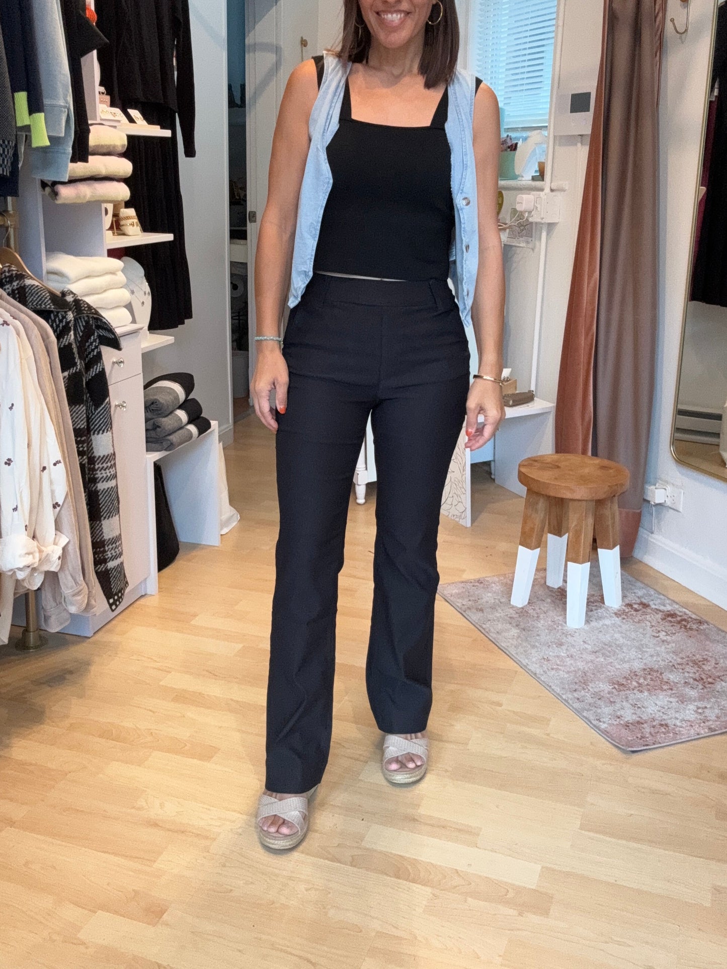 Black Pull On Flare Pant