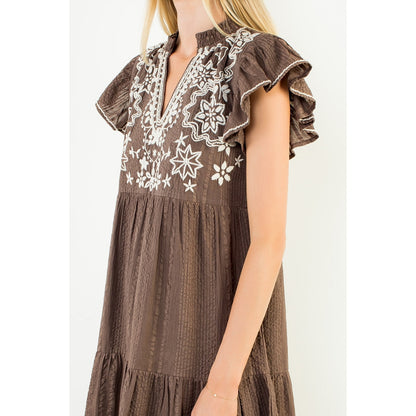 Embroidered Short Sleeve Dress
